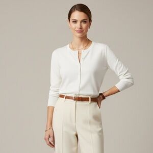 Banana Republic‎ Stretch Cotton ivory button down cardigan